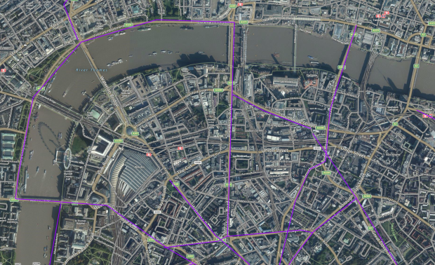 Central London's tramlines, via Sharemap.org.